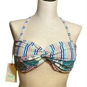Maaji Bahamas sunset Bandeau tropical bikini top halter soft cup swimwear size L